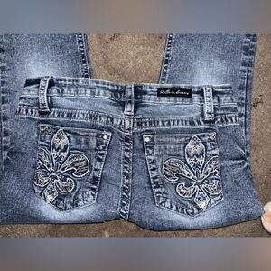 Elegant Blue Embellished Women's Boot Cut Jeans